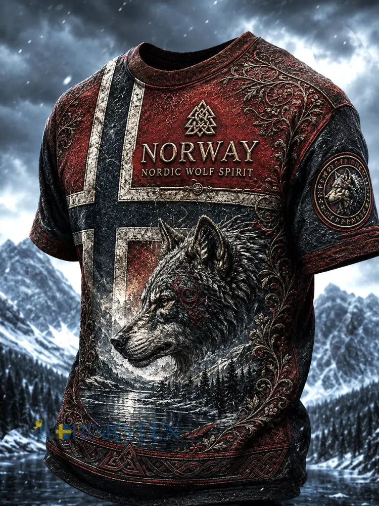 Herrtröja i retro nordisk stil med norsk konsttryck - A / S