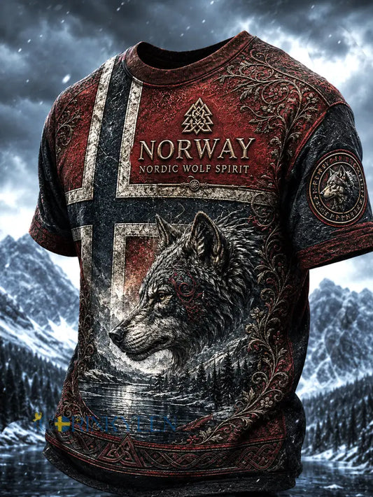 Herrtröja i retro nordisk stil med norsk konsttryck - A / S