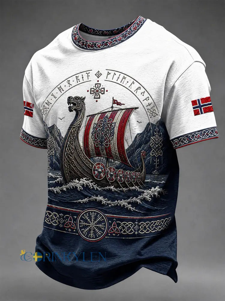 Herrtröja i retro nordisk stil med norsk konsttryck - A / S