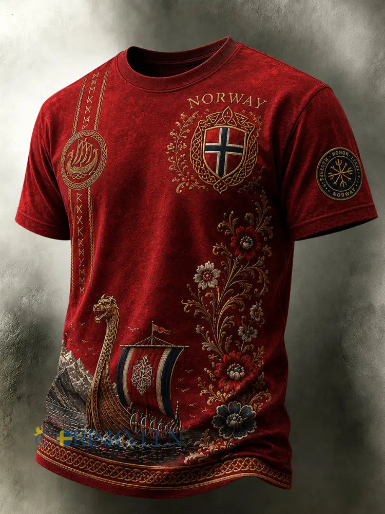 Herrtröja i retro nordisk stil med norsk konsttryck - A / S