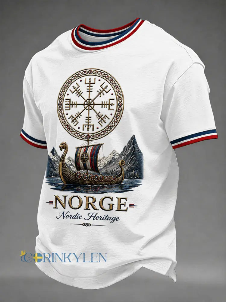 Herrtröja i retro nordisk stil med norsk konsttryck - A / S