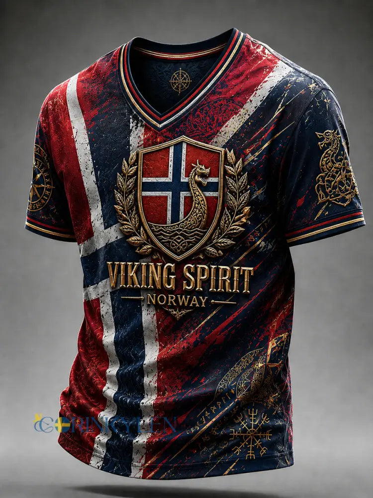 Herrtröja i retro nordisk stil med norsk konsttryck - A / S