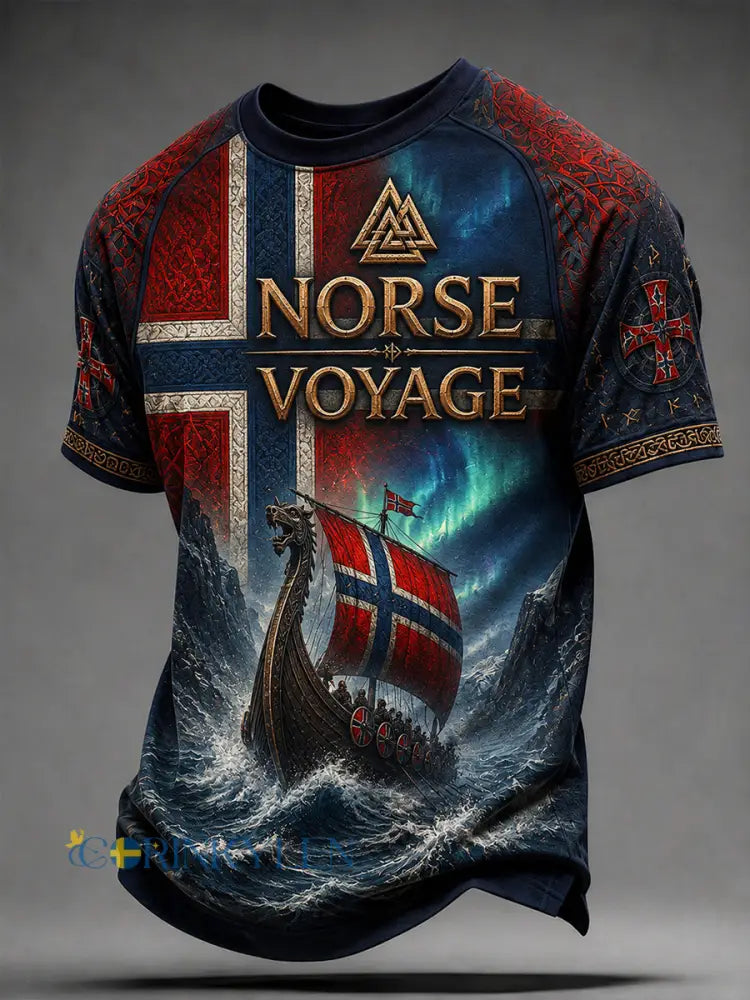 Herrtröja i retro nordisk stil med norsk konsttryck - A / S
