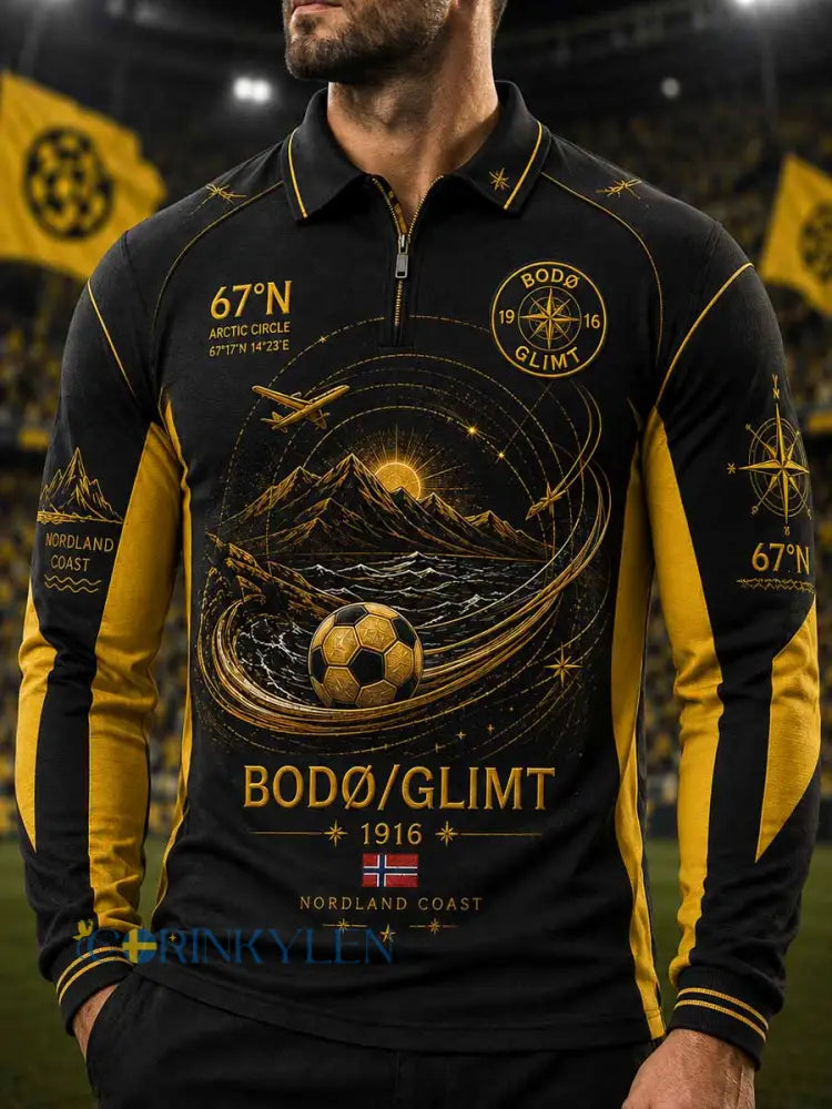 Herrtröja i retrostil med fotbollsmotiv från Bodø - som bild / S