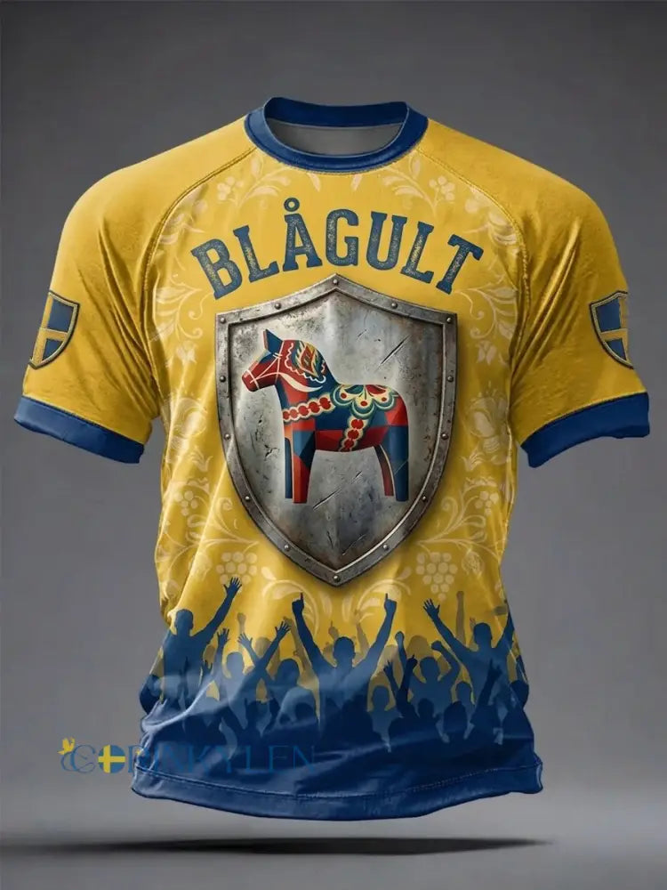 Herrtröja i retrostil med korta ärmar svensk fotboll - gul / S