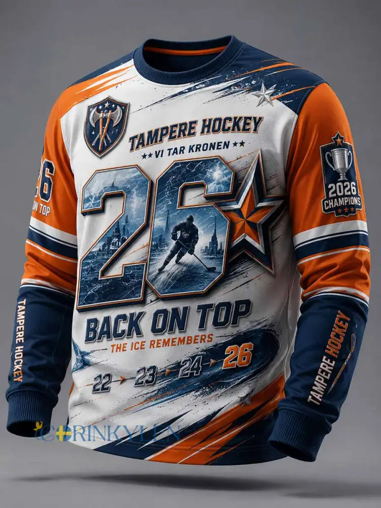 Herrtröja i retrostil med Tappara-mästerskapsmotiv och tryckt logotyp - som bild / S