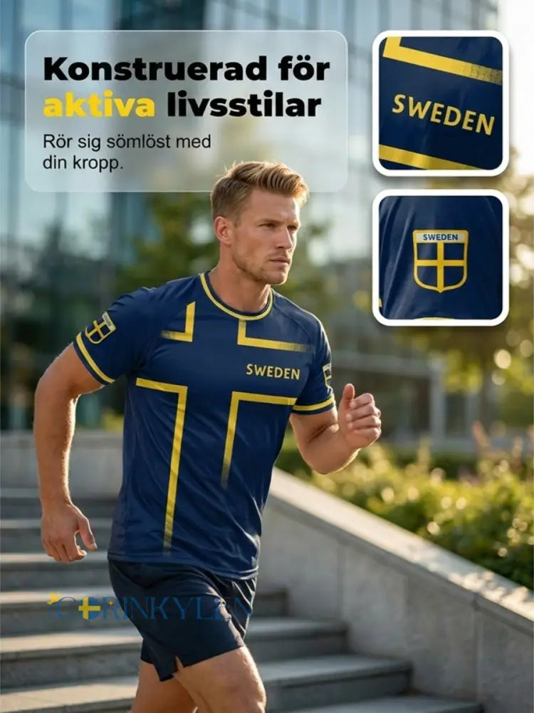Herrtröja i svensk fotboll med tryckt avslappnad stil och korta ärmarna