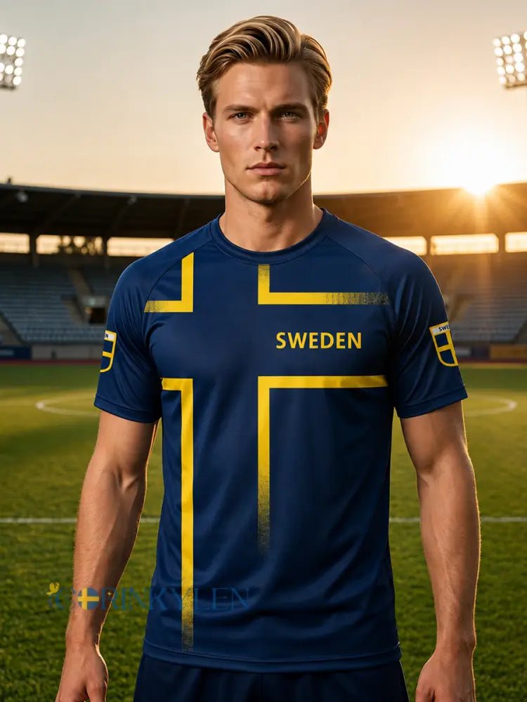 Herrtröja i svensk fotboll med tryckt avslappnad stil och korta ärmarna