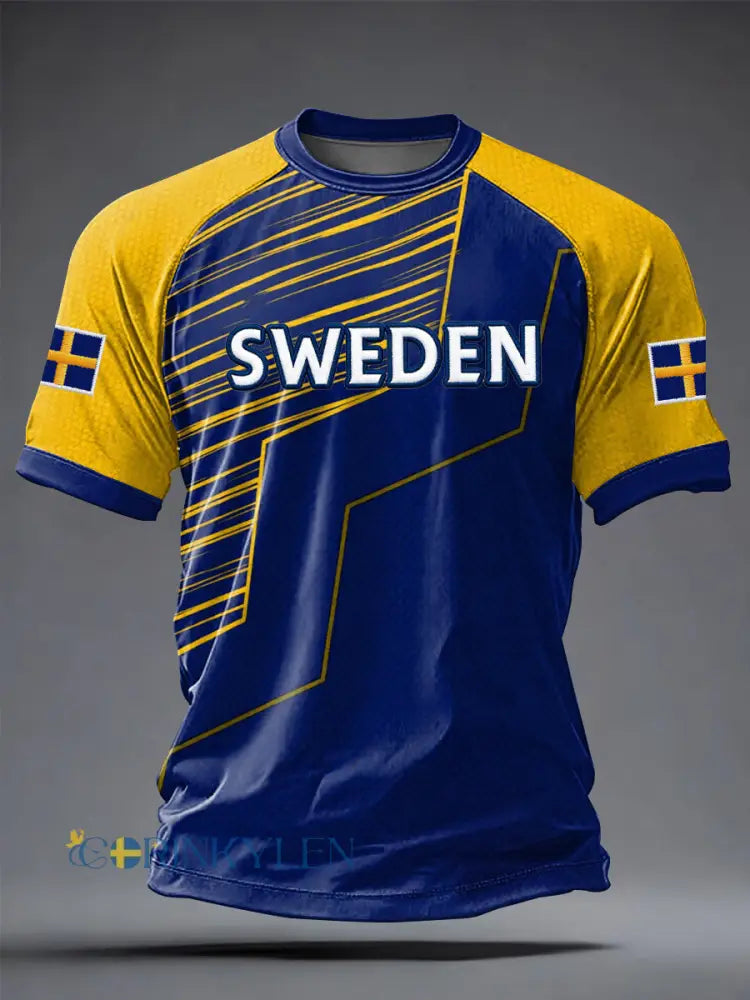 Herrtröja i svensk fotboll med tryckt avslappnad stil och korta ärmarna - som bild / S