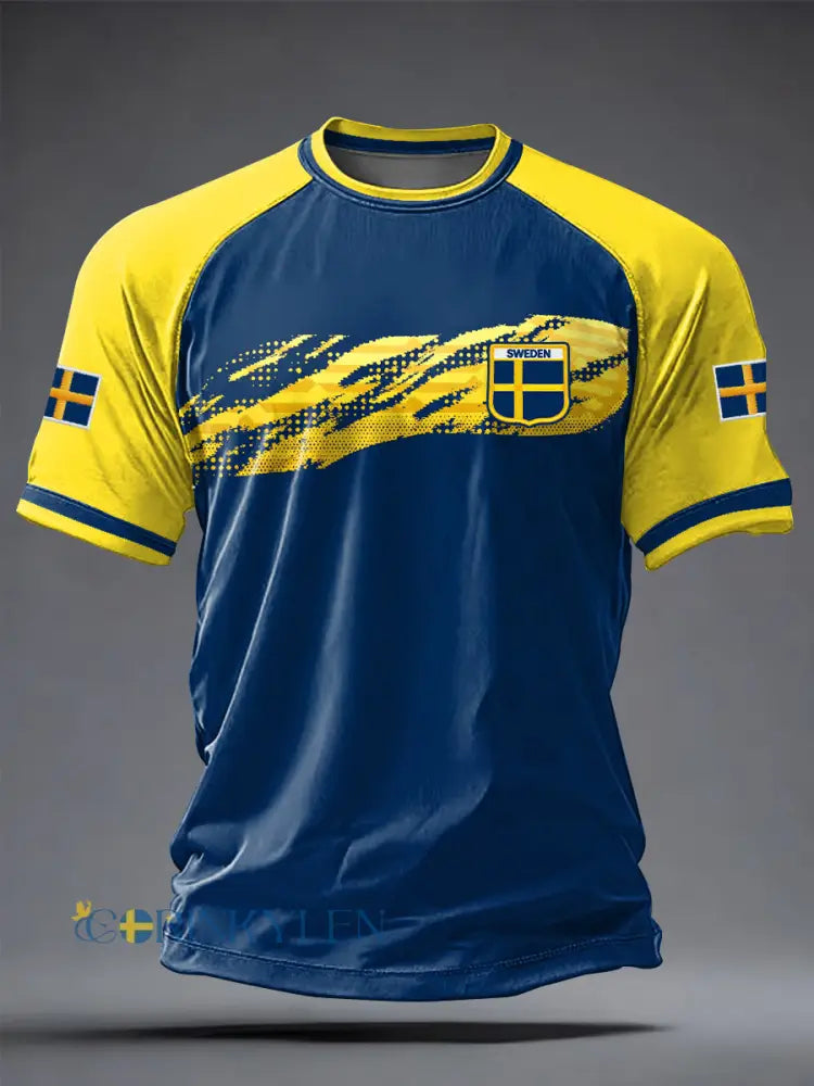 Herrtröja i svensk fotboll med tryckt motiv ledig modell korta ärmarna - som bild / S