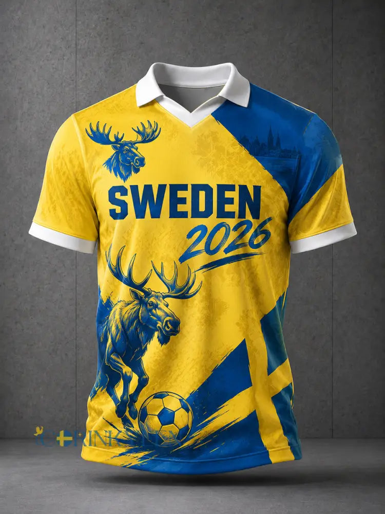 Herrtröja i svensk inspirerad fotbollsstil - som bild / S