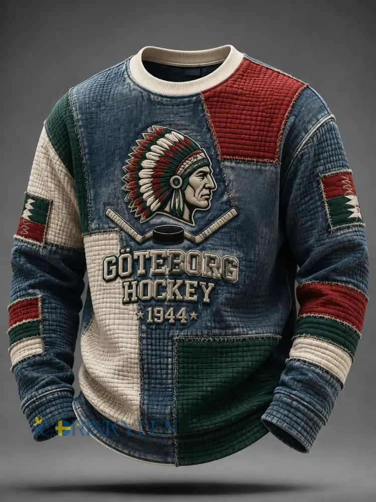 Herrtröja i vafelvävd kvalitet med Göteborg Classic Hockey-motiv från 1944 - som bild / S