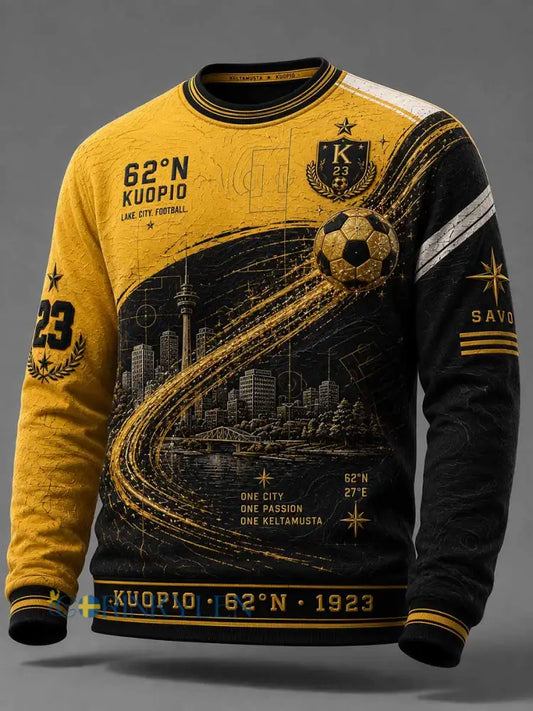 Herrtröja i vintagestil från 1923 med fotbollsmotiv och minnesprint - som bild / S