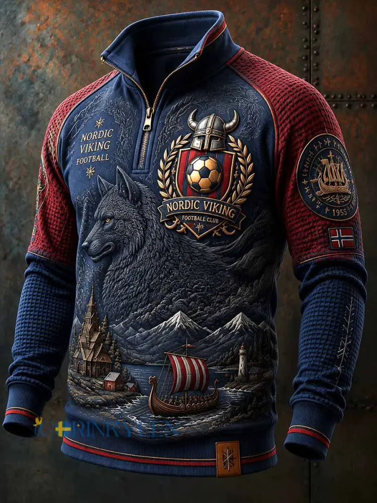Herrtröja i vintagestil med fotbollsmotiv och grafiskt tryck - som bild / S