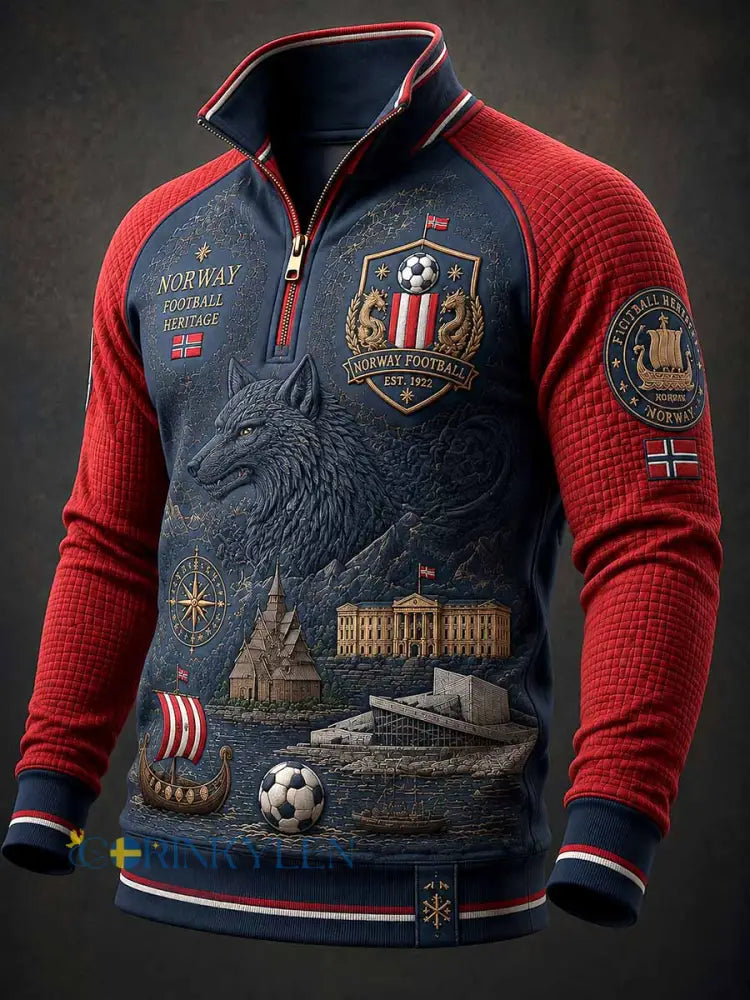 Herrtröja i vintagestil med fotbollsmotiv och grafiskt tryck - som bild / S