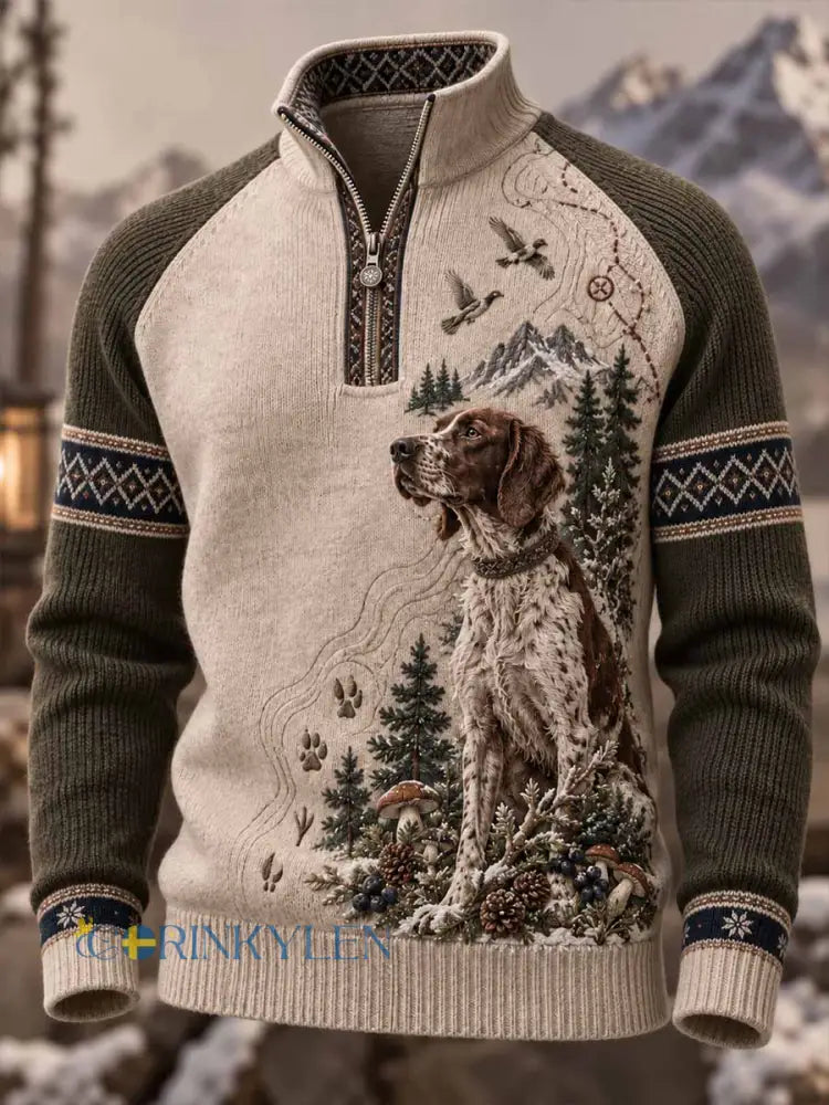 Herrtröja i vintagestil med hundhundsmönster - som bild / S