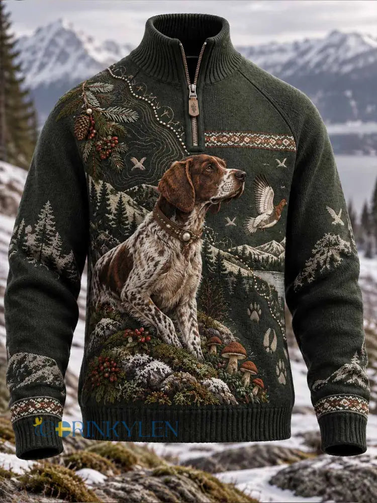 Herrtröja i vintagestil med hundhundsmönster - som bild / S