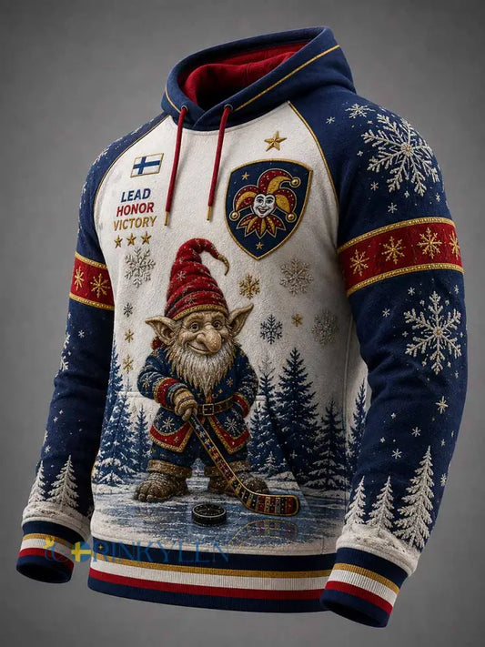 Herrtröja i vintagestil med traditionell ishockeymotiv och tryck - som bild / S