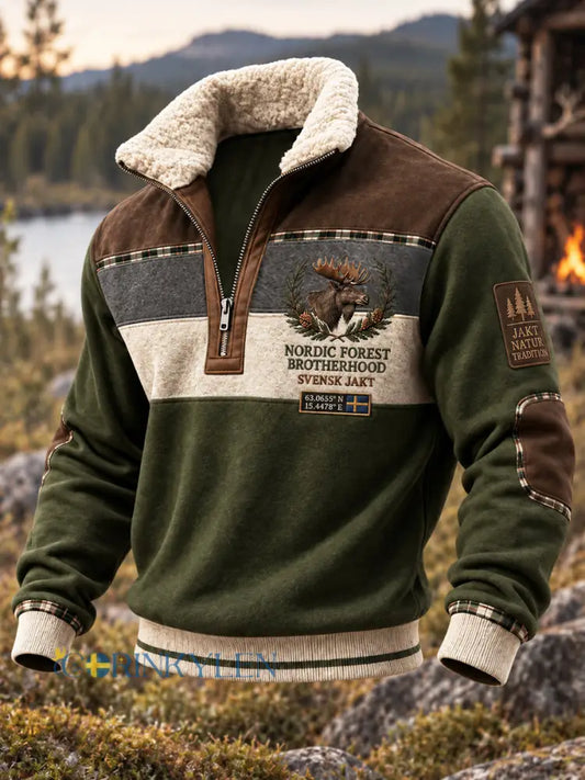 Herrtröja med dragkedja från Swedish Wilderness Moose Club - som bild / S