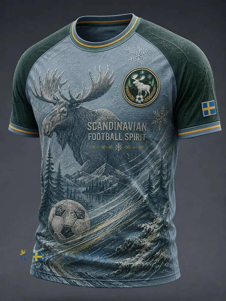 Herrtröja med fotbollsmotiv färgblockad design raglanärmar och korta ärmar - A / S