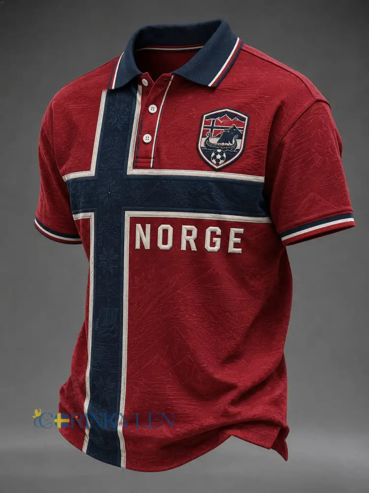 Herrtröja med fotbollsmotiv från Norge - röd / S