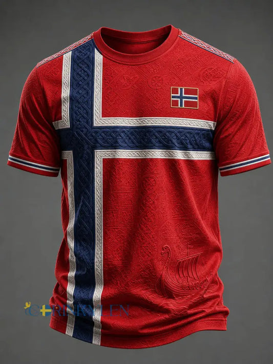 Herrtröja med fotbollsmotiv från Norge - röd / S