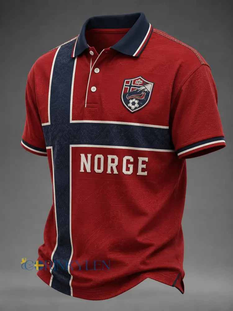 Herrtröja med fotbollsmotiv från Norge - röd / S