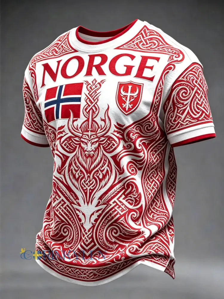 Herrtröja med fotbollsmotiv från Norge - som bild / S