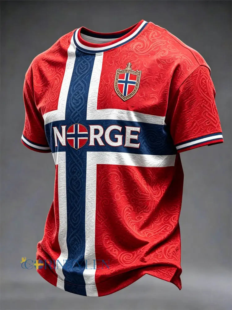 Herrtröja med fotbollsmotiv från Norge - som bild / S
