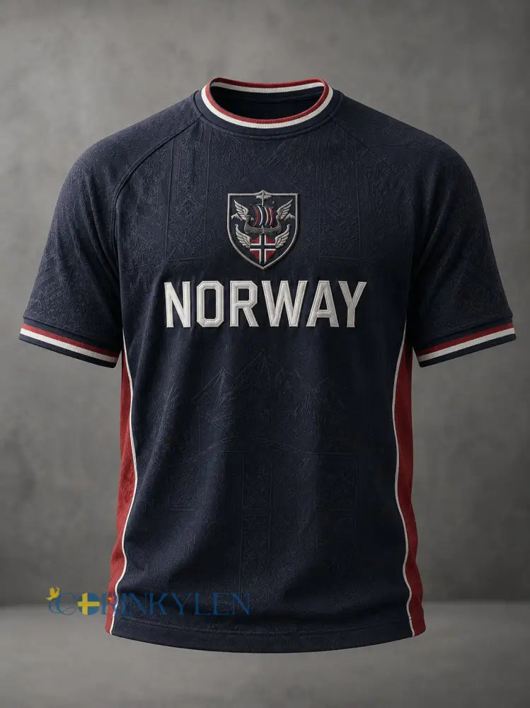 Herrtröja med fotbollsmotiv från Norge - som bild / S