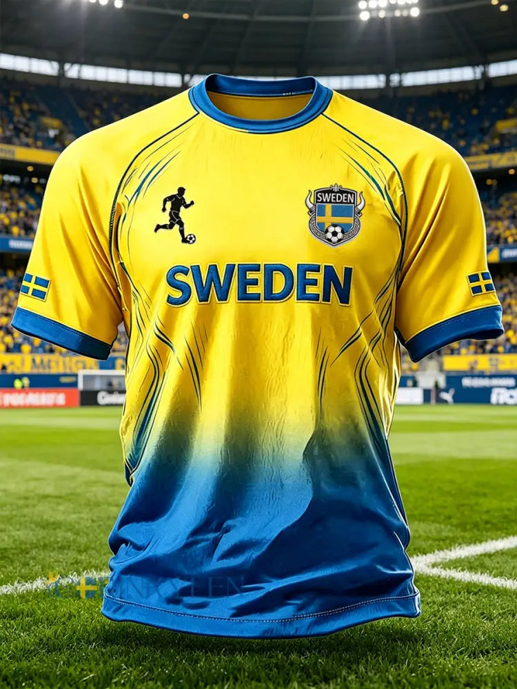 Herrtröja med fotbollsmotiv graderad färgprint och raglanärmar - A / S