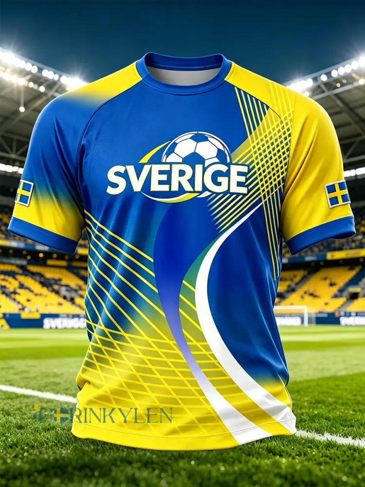 Herrtröja med fotbollsmotiv graderad färgprint och raglanärmar - A / S