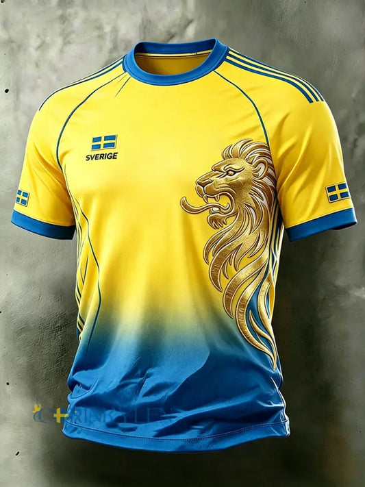 Herrtröja med fotbollsmotiv graderad färgprint och raglanärmar - A / S