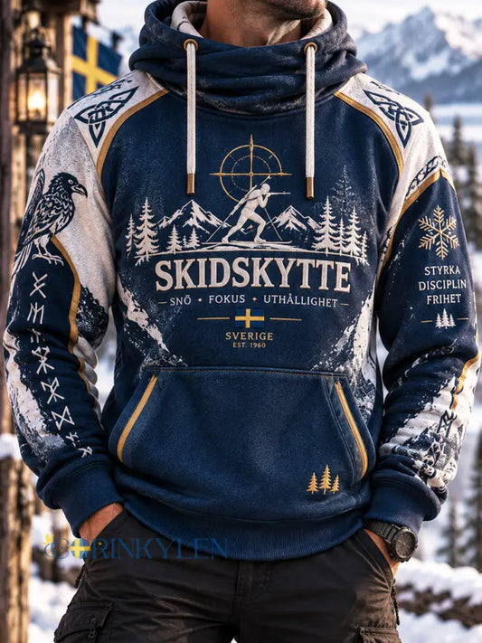Herrtröja med huvudui från Nordic Winter Biathlon Club - som bild / S