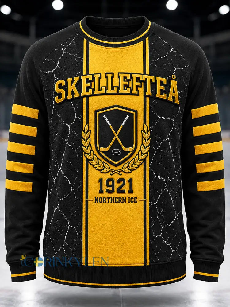 Herrtröja med konsttryck från Skellefteå AIK långärmad och rund hals - svart- gul / S