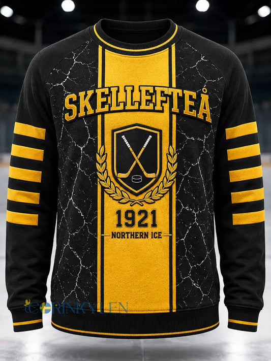 Herrtröja med konsttryck från Skellefteå AIK långärmad och rund hals - svart- gul / S