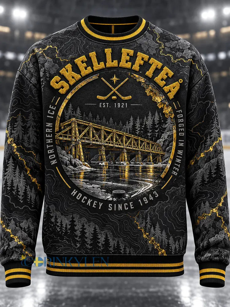 Herrtröja med konsttryck från Skellefteå AIK långärmad och rund hals - svart / S