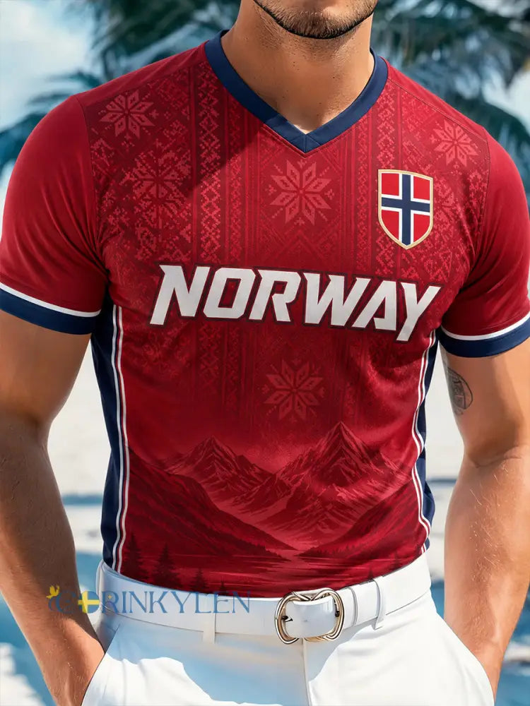 Herrtröja med konsttryck – norskt fotbollsmatch- och hejandelement - A / S