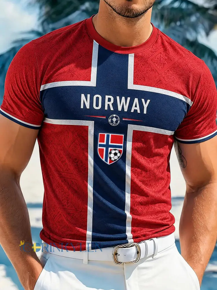 Herrtröja med konsttryck – norskt fotbollsmatch- och hejandelement - A / S