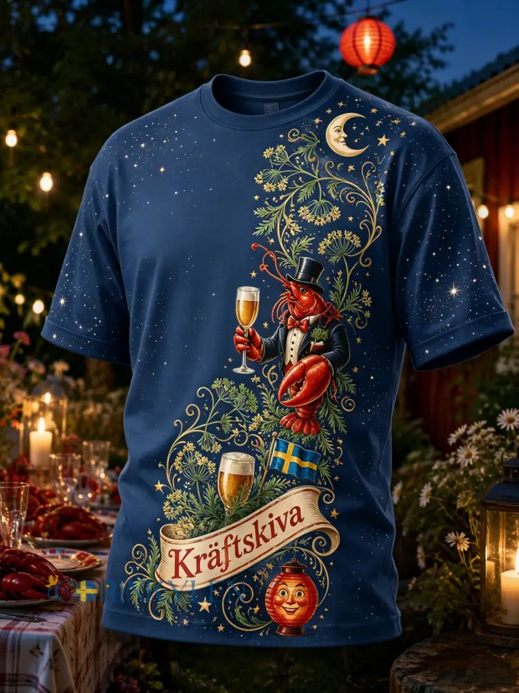 Herrtröja med konsttryck som hyllar den svenska hummerfestivalen - A / S