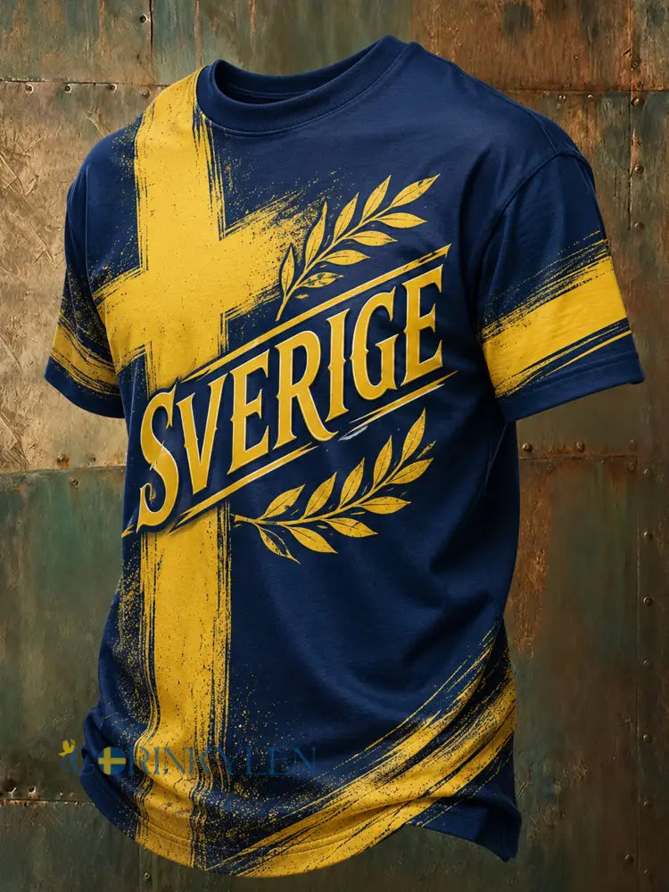 Herrtröja med konsttryck till minne av den svenska midsommar- och nationaldagen - A / S