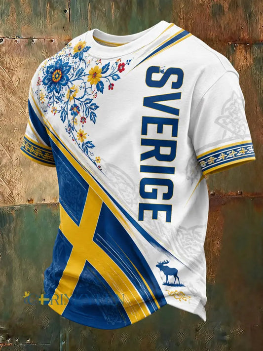 Herrtröja med konsttryck till minne av den svenska midsommar- och nationaldagen - A / S