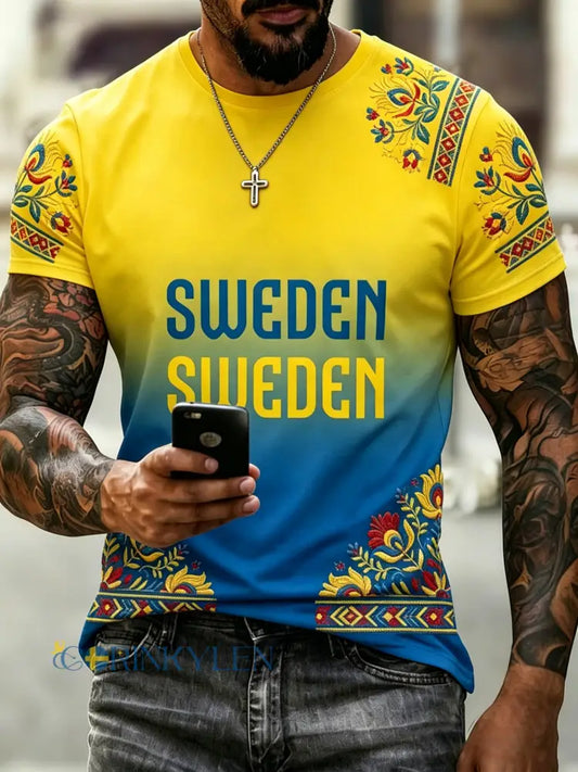 Herrtröja med konsttryck till minne av svenska högtider och festivaler - A / S