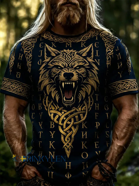 Herrtröja med korta ärmar och vikingatema - A / S