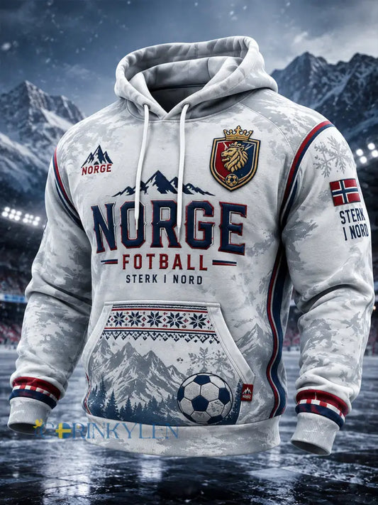 Herrtröja med lång ärm och huva prydd med fotbollsmotiv - A / S
