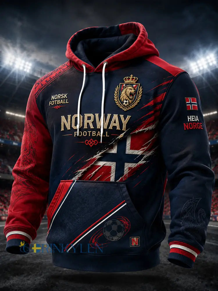 Herrtröja med lång ärm och huva prydd med fotbollsmotiv - A / S