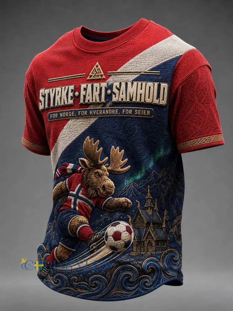 Herrtröja med minnesprint av Norges fotboll - som bild / S