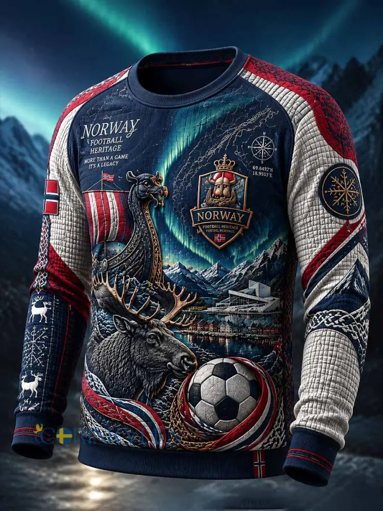 Herrtröja med norsk fotbollsmotiv och tryckt mönster - som bild / S