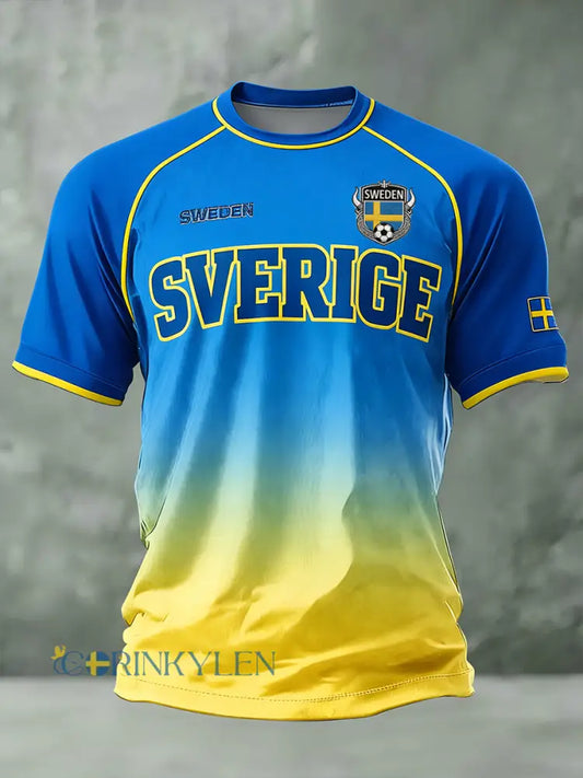 Herrtröja med raglanärm och fotbollstema i graderad färglåda - A / S