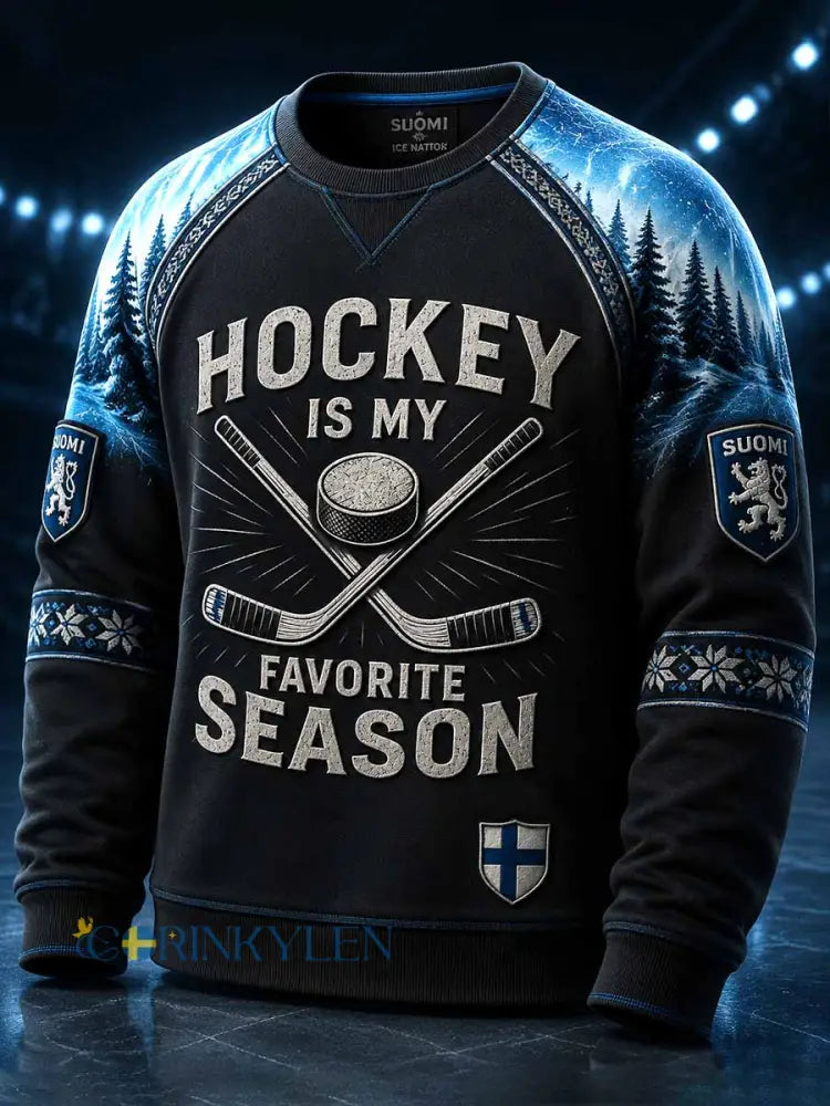 Herrtröja med retrodesign och finsk ishockeygrafik - som bild / S
